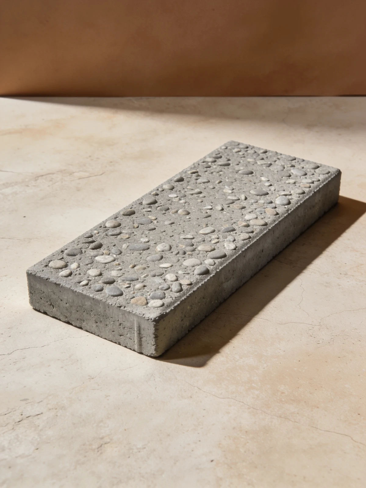 Aggregate rectangle paver — rectangular slab with exposed small rounded stone aggregate visible across top